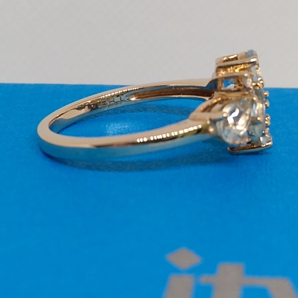Solid 10k yellow gold ,blue topaz - Picture 3 of 6